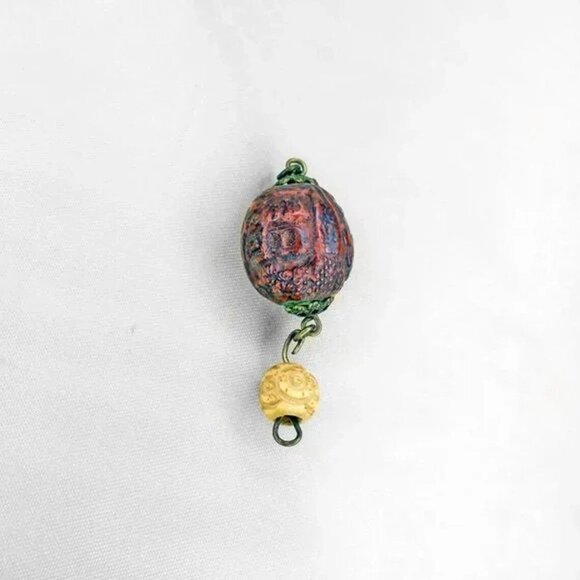 Antique Carved Hedaio Bead Pit, Olive Stone Coqullia Nut, Authentic Tibetan - Picture 3 of 11